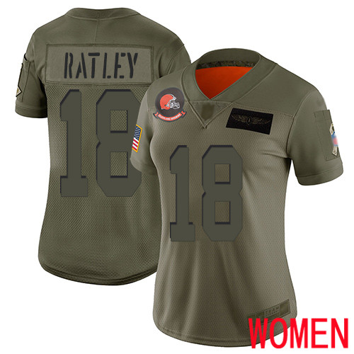 Cleveland Browns Damion Ratley Women Olive Limited Jersey #18 NFL Football 2019 Salute To Service